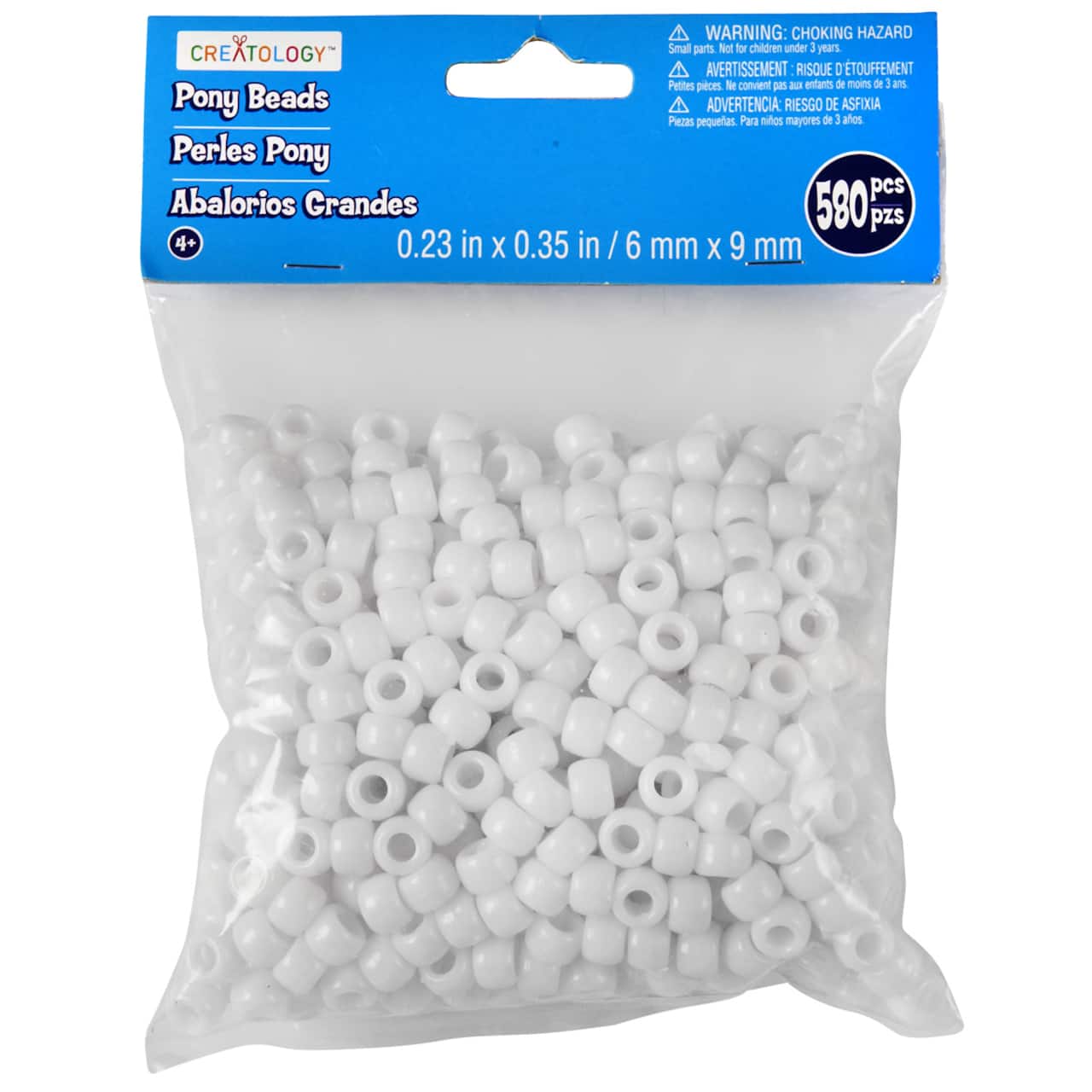 12 Packs: 580 ct. (6,960 total) Opaque Pony Beads By Creatology™, 6mm x 9mm